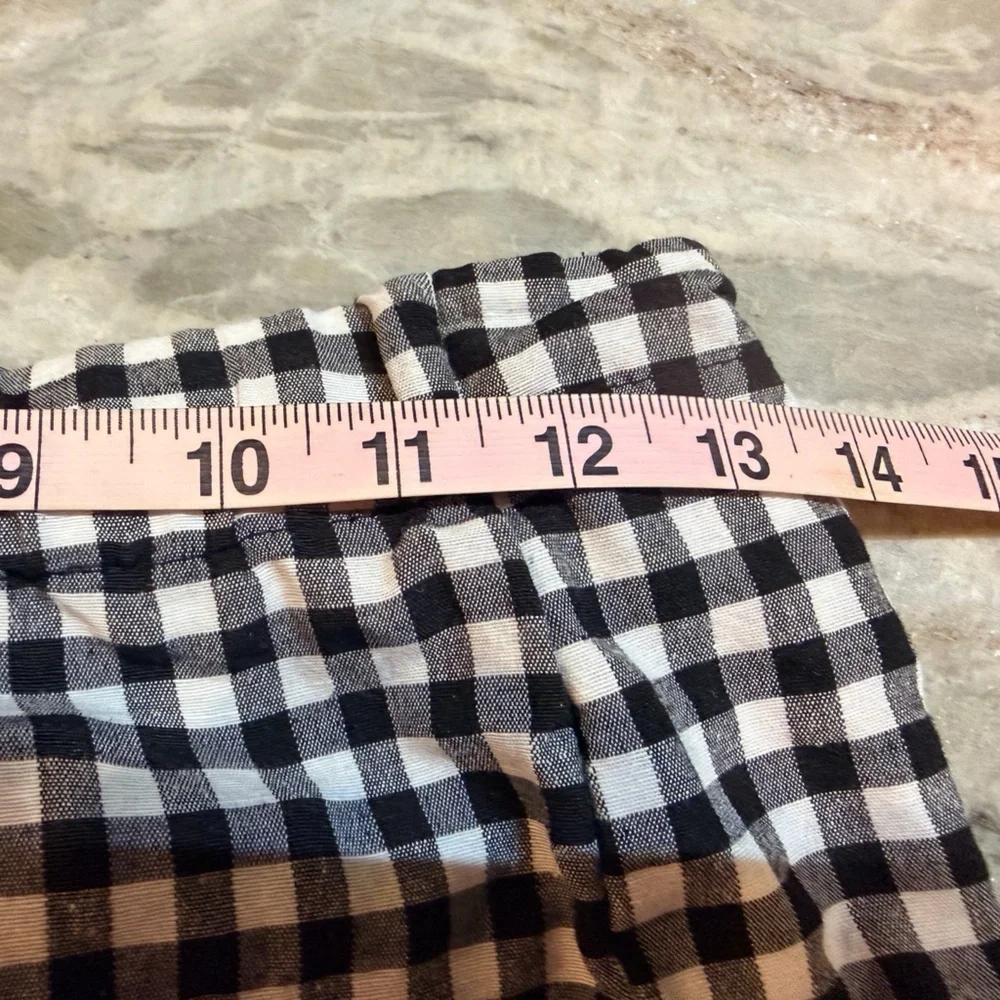 Gingham Skort Size 14 kids Black White Tie Waist Ruffle Hem High Rise